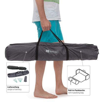 Qeedo Quick Bay beach shelter with UV protection (UV 80), beach tent with Quick-Up system - Sandgrey