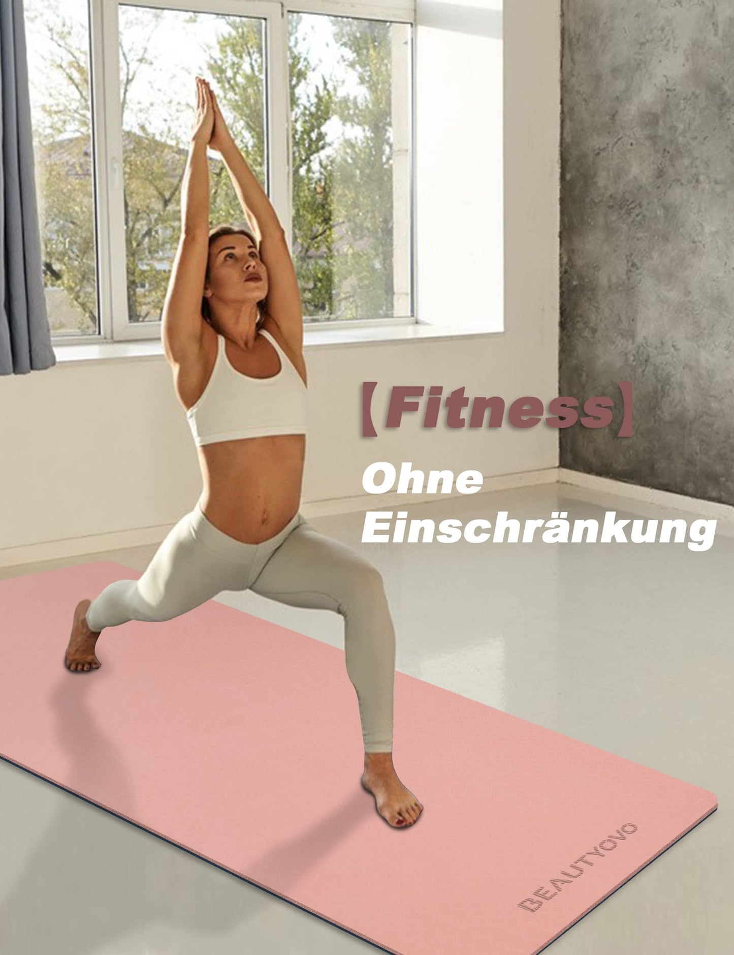 BEAUTYOVO Yoga Mat Wide 81cm, Non-Slip Wide Yoga Mat, 8mm Thick Fitness Mat Non-Slip, TPE Gym Mat for Home and Outdoor, Large Workout Mat for Yoga Pilates.