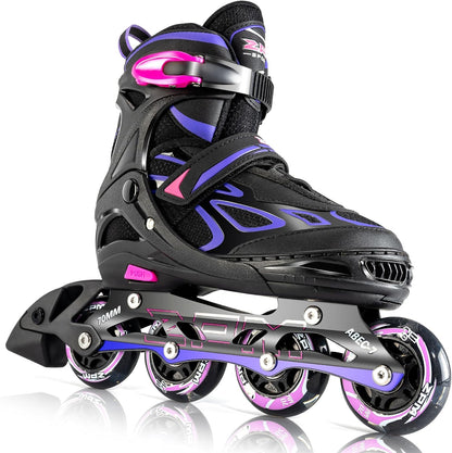 2PM SPORTS Adjustable Inline Skates for Kids Girls Boys, Inline Skates Rollerblades for Women Men Size 30-33 34-37 38-41 42-44 (Purple XL)