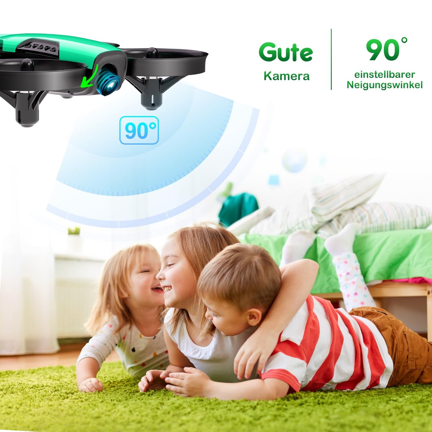 Loolinn | Drone with Camera as Gift for Kids - Mini Remote Control Drone with Video & Photos/Adjustable Camera/Two Batteries/Certified C0-Certificate (Gift for Boys and Girls)