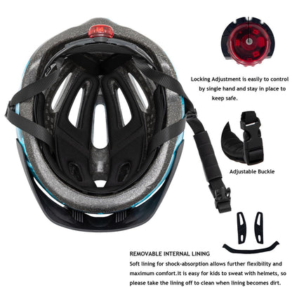 Kopobob kids bike helmet boys 50-57CM kids bike helmet with light kids bike helmet with visor bike helmet girls multiple vent helmet kids 5-13 years