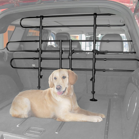 JOYTUTUS Dog Barrier for Car Trunk, Pet Safety Divider with Adjustable Width and Headrest Attachment, Universal Fit for Most Vehicles.