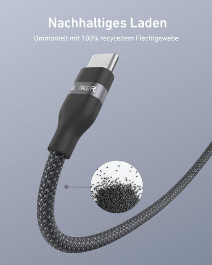 Anchor USB C Lightning Cable, Upcycled Woven USB C to Lightning Cable 180cm, ultra-fast charging cable for iPhone 14/13/12/11 Series and more.