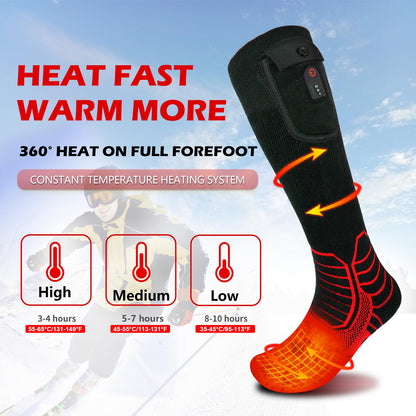 DR. WARM Heated Socks Men Women, 7.4V 3000MAH Electric Rechargeable Battery Socks, Winter Cotton Socks Foot Warmer (Black/Red, L)