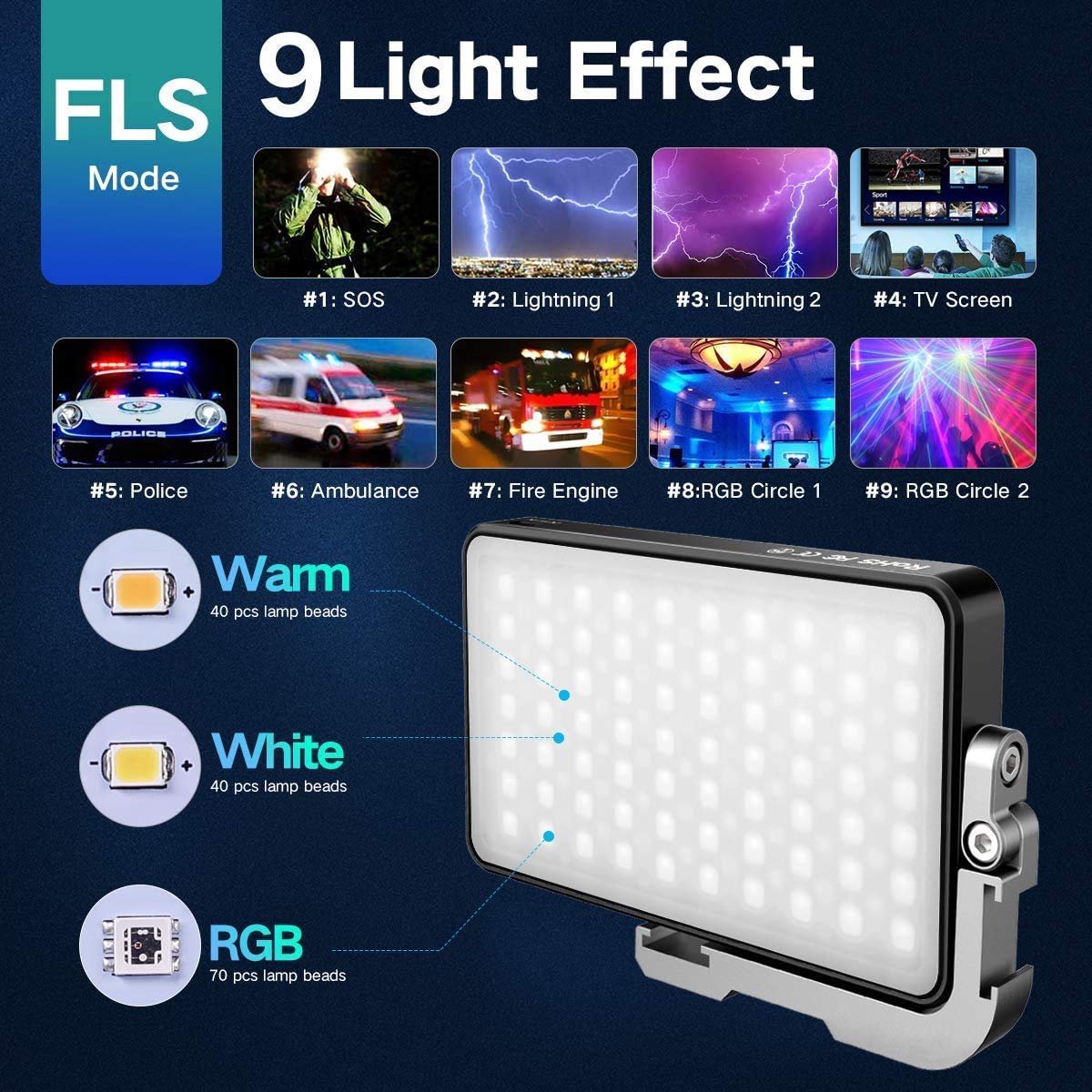 IVISII G2 RGB portable camera light, built-in 4300 mAh lithium battery, video conference lighting, 2600-10000 K, 12W full-color LED light panel for photography, studio, wedding shots