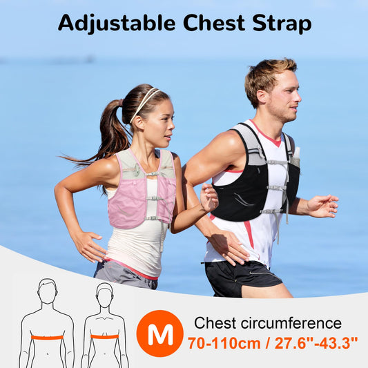 Outplea running vest for women with 2*500ml soft water bottle, ultralight running backpack quick drying, hydration pack reflective vest for jogging, trail running, cycling, pink