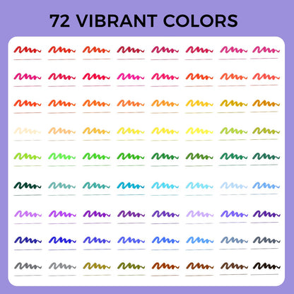 Artecho Dual Brush Pen Set 72 Colors with Black Carrying Case, Felt Tip Pens Thick and Thin, Brush Pens Set, Pens for Bullet Journal, Calligraphy, Manga, Coloring Books, and Hand Lettering.