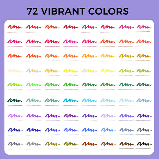 Artecho Dual Brush Pen Set 72 Colors with Black Carrying Case, Felt Tip Pens Thick and Thin, Brush Pens Set, Pens for Bullet Journal, Calligraphy, Manga, Coloring Books, and Hand Lettering.