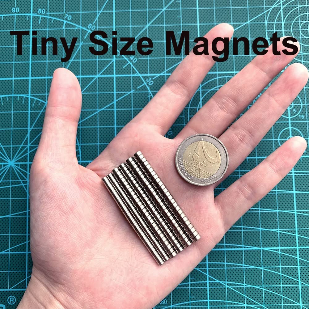 100 MEALOS Mini Magnets - 50 pieces 3 x 1 mm, 25 pieces 4 x 2 mm, 25 pieces 5 x 2 mm - tiny thin magnets for miniatures, small models, hobbies, crafts - small round magnets combo pack