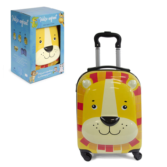 KINSTON cabin suitcase with wheels for kids | Luggage with animal motifs, orange, 32x46x25, For kids