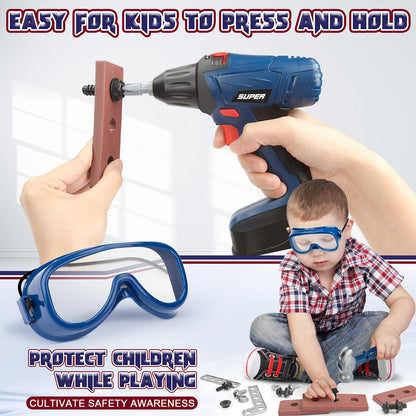 Vanplay Tool Set for Kids with Tool Box Electric Toy Drill Tool Belt Children's Toys for 3 4 5 6 7 Year Old Boys Girls Kids (52pcs)