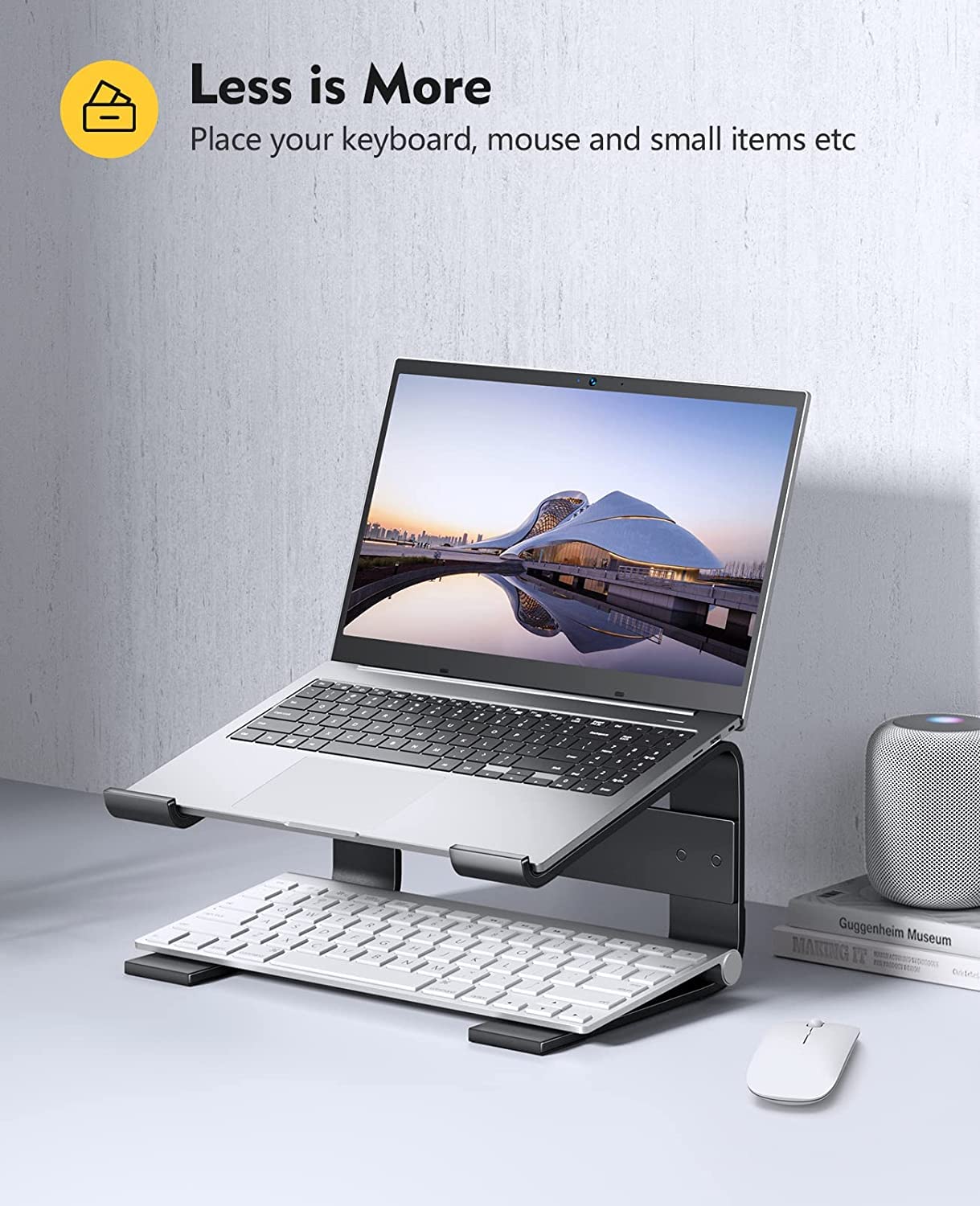 Soqool Laptop Stand, Aluminum Laptop Stand with Ventilation, Ergonomic Laptop Holder for Desk, Compatible with MacBook Air/Pro, Lenovo, Huawei, Acer, Dell, HP (10-17 inches)
