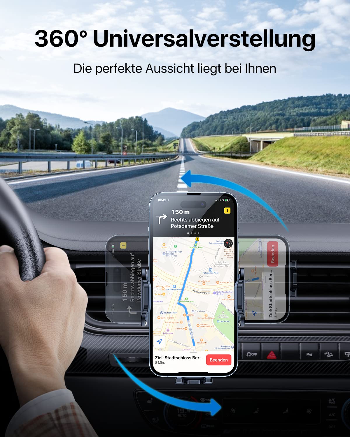 Andobil car phone holder vent phone mount [2025 upgraded vent clip] car phone holder 360° rotation car mount compatible with iPhone 16 15 14 13 11 12 Pro Max Samsung S24 S23 Ultra