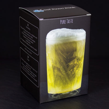 1 x 280ml self-cooling glass from CoolDownDrink - Forget ice cubes - Chill your drinks without watering them down. Perfect for beer, cocktails, soda & cola.