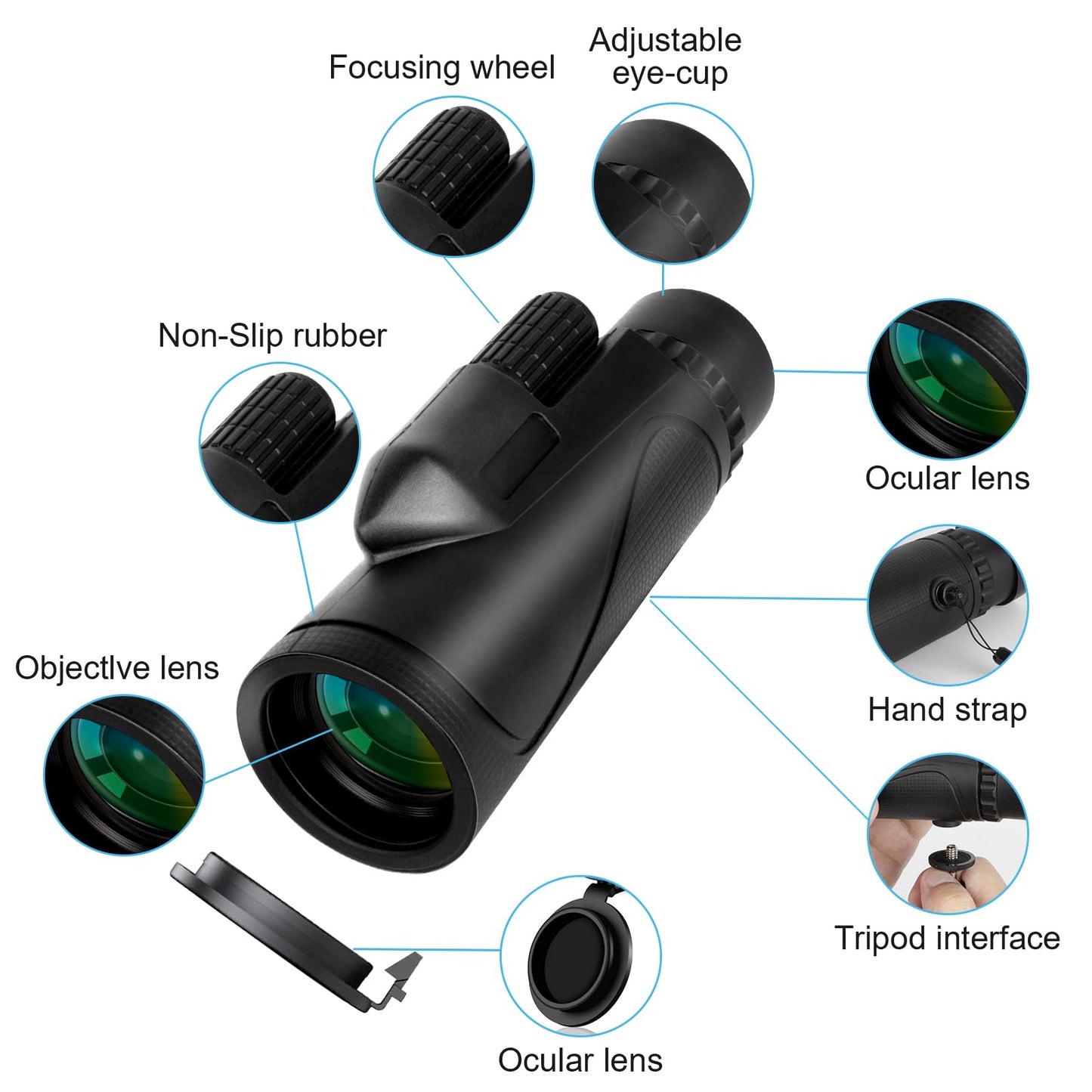 GOHHME 80X100 HD Monocular Telescope, Monocular Telescope for Adults with Smartphone Holder Upgrade Tripod, BAK4 Prism Waterproof Handheld Monocular Bird Watching Hunting Concert Football Game