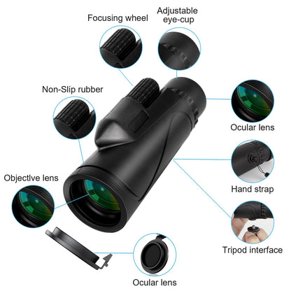 GOHHME 80X100 HD Monocular Telescope, Monocular Telescope for Adults with Smartphone Holder Upgrade Tripod, BAK4 Prism Waterproof Handheld Monocular Bird Watching Hunting Concert Football Game