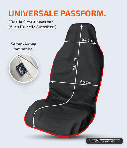 LIONSTRONG® Car Seat Protector Front Seat universally compatible [WATERPROOF] - Car Seat Covers Front Seats - Seat Protector Car Seat Covers - Car Seat Protection - Workshop Cover - Polyester Red 2 pc.