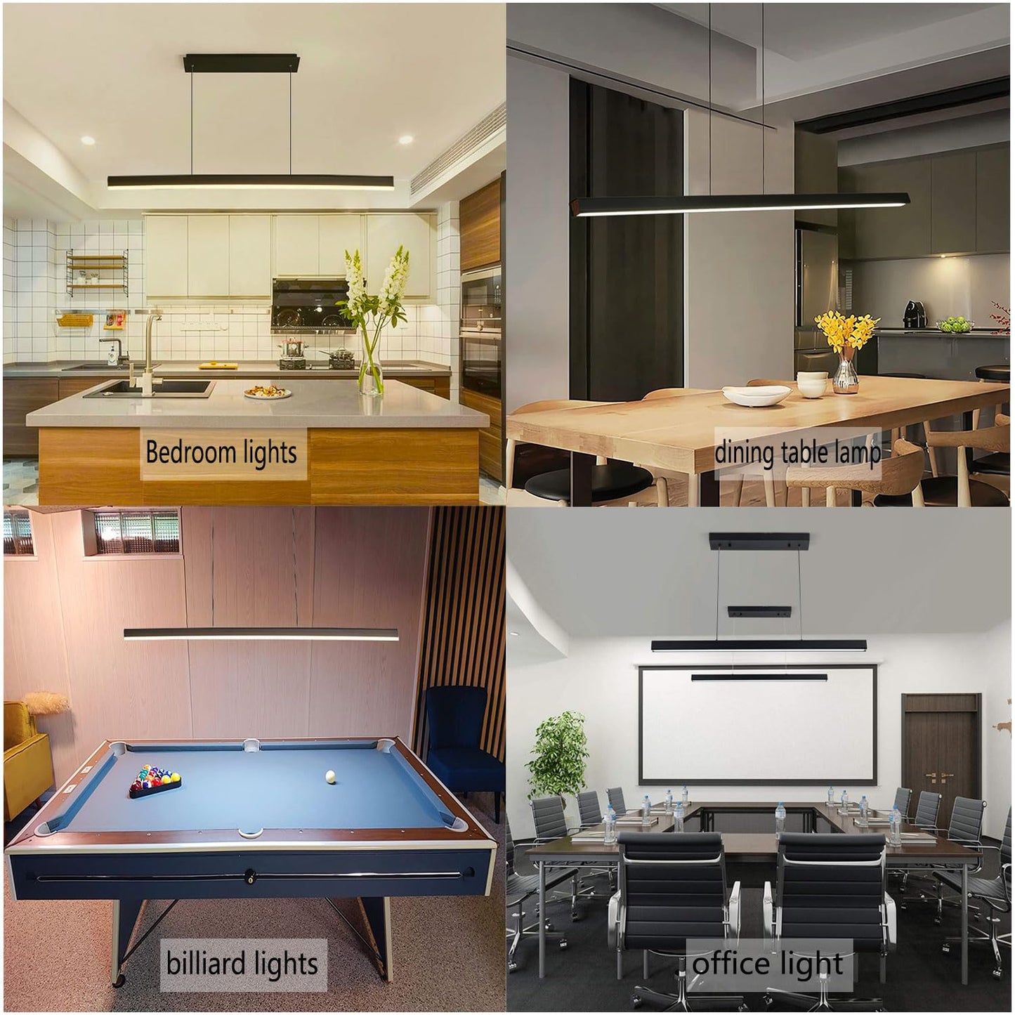 SENFAY 120cm LED pendant light dining table dimmable, pendant light black with remote control, 48W modern linear design pendant light, dining table lamp hanging adjustable height for dining room kitchen office
