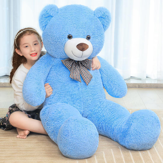 SNOWOLF Giant XXXL Teddy Bear 145cm Giant Soft Toy Large Stuffed Animal Plush Toy Plush Bear Cuddly Bear Teddy Bear Gift (1.4m, Blue)