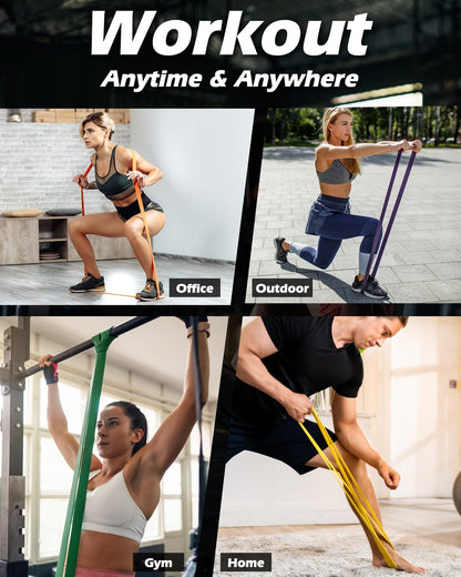 Zacro Resistance Bands, Fitness Bands Set with door anchor for yoga, Pilates, training, physiotherapy, pull-up assistance, strength training for men and women.