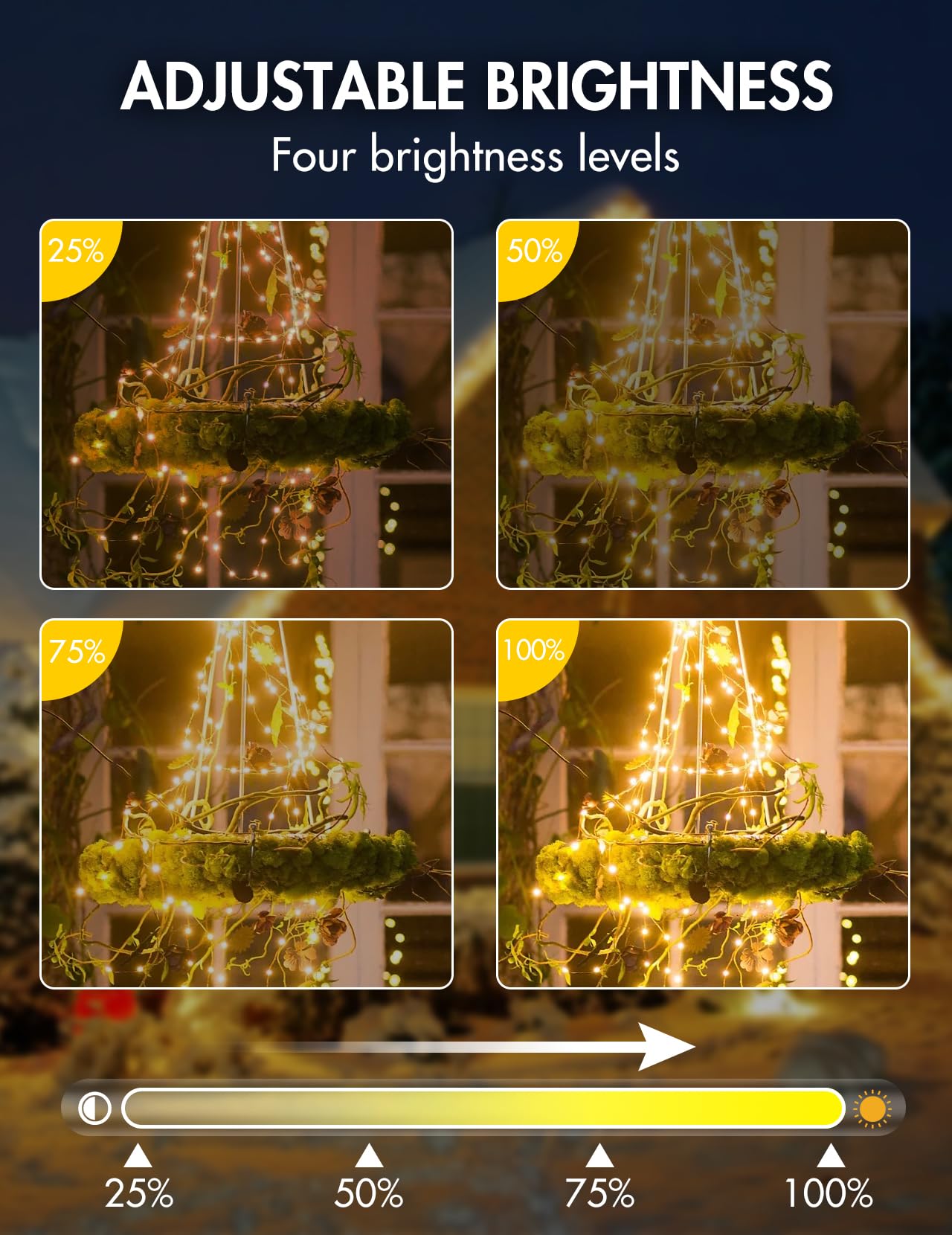 BESCOST outdoor plug-in string lights, 50m 500 LED indoor string lights with remote control, 8 modes dimmable waterproof fairy lights with timer for outdoor garden balcony wedding party, warm white.