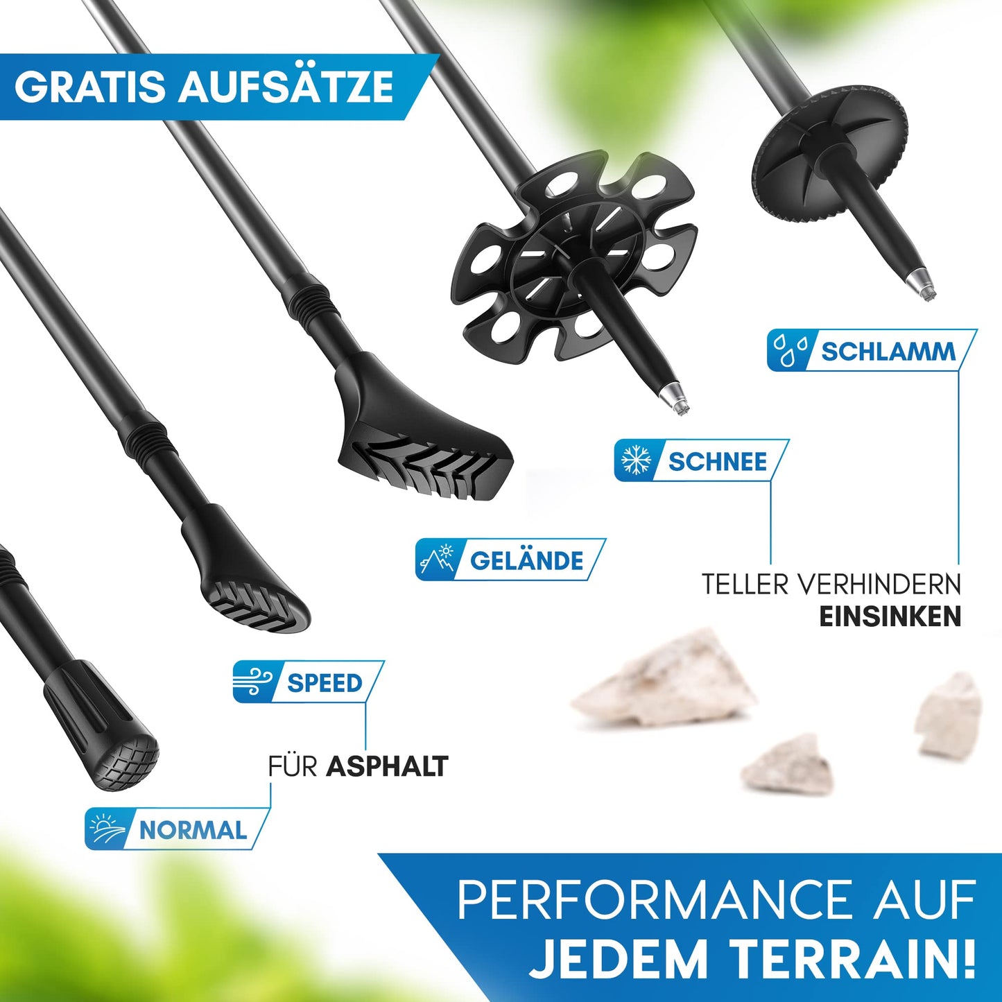 NORDMUT® hiking poles telescope aluminum | Nordic walking sticks for women and men | Ultra-lightweight trekking poles [with rubber buffer set] adjustable with genuine cork grip.