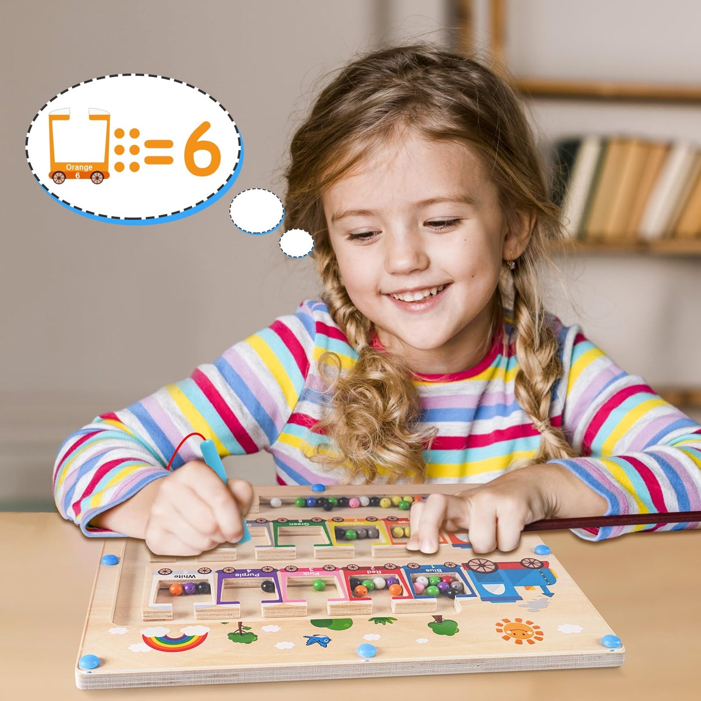 Montessori toy magnetic maze game for 2 3 4 5 year olds, wooden children's educational toy busy board, magnet toy kids motor skills toy sorting game gift for girls boys