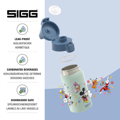 SIGG - Stainless Steel Kids Water Bottle - Shield One Disney Mickey & Friends - Suitable for Carbonated Drinks - Leak-proof - Lightweight - BPA-free - Sports & School - xxxx - 0.5L
