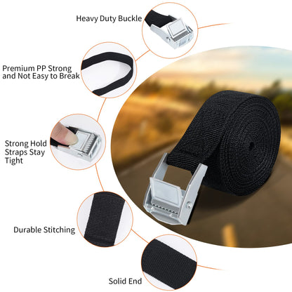 Ratchet tie-down straps, 2M, 5M, and 10M luggage carrier strap, Black fastening strap, Adjustable webbing straps with cam buckle for car, bicycle, hand truck, motorcycle, luggage, camping