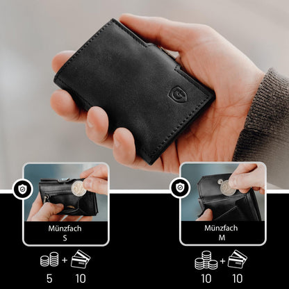GenTo - Slim wallet with coin pocket & RFID NFC protection - Mini wallet - thin slim card holder money clip credit card holder men & women - includes gift box