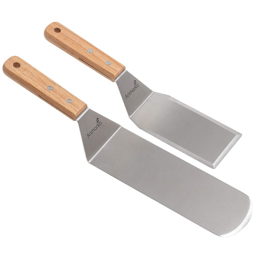Exclusive stainless steel BBQ flipper set - high-quality grill utensils for burgers & steaks - includes spatula and tongs for indoor and outdoor cooking.
