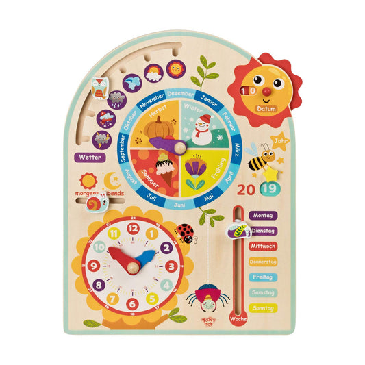 Tooky Toy Calendar Clock - Children's Learning Clock - Wooden Toy Educational Toy - Clock - Seasons - Wooden Weather