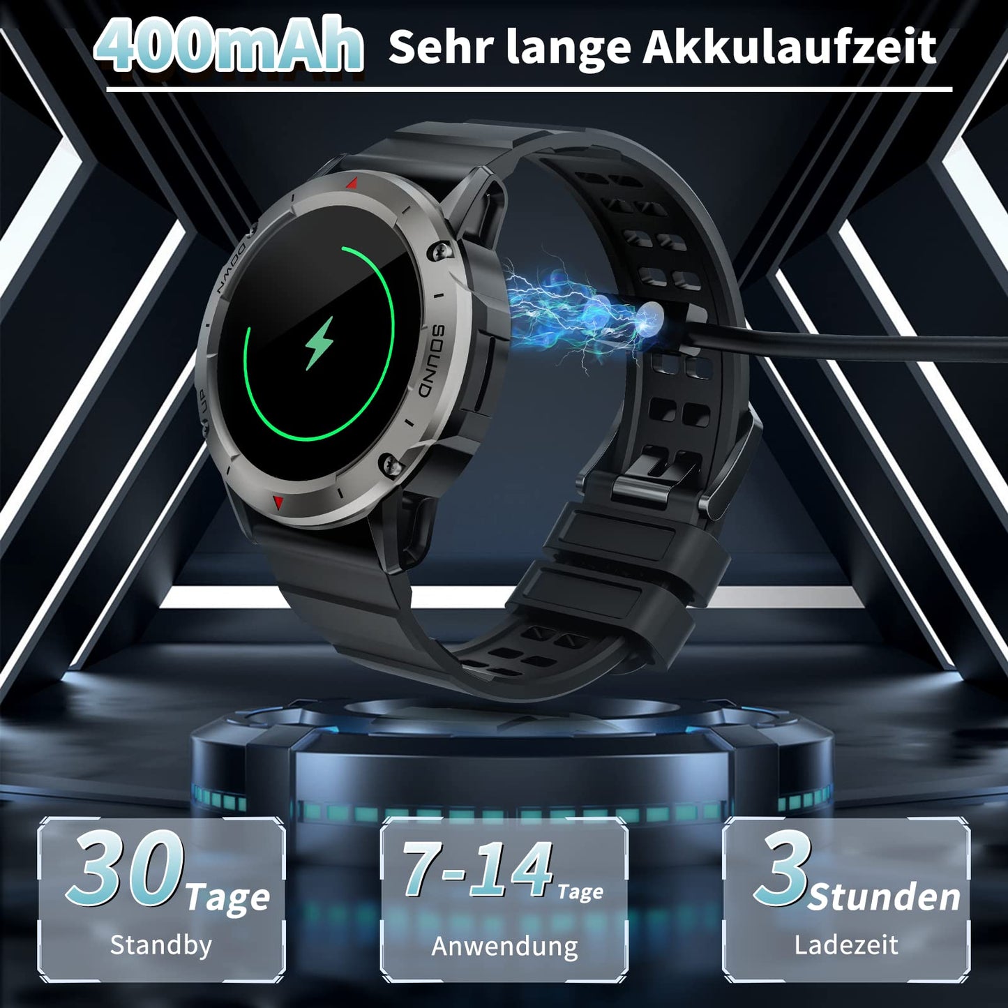 Men's smartwatch with phone function 1.39" DIY HD full touchscreen watch fitness tracker 30+ sport modes activity tracker IP68 waterproof wristwatch with sleep monitor pedometer message reminder