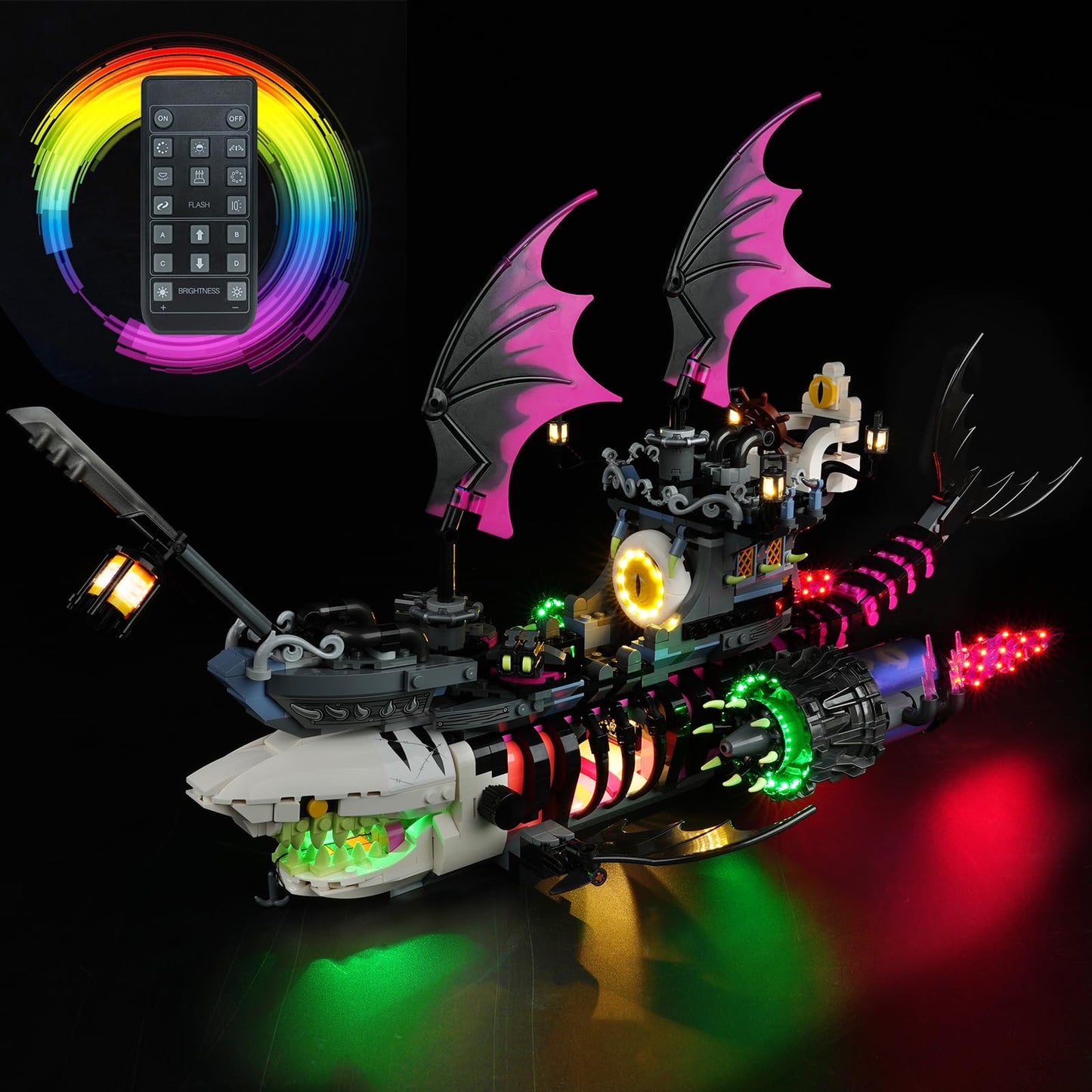 Led Light Kit compatible with Lego 71469 Dreamzz Nightmare Shark Ship, Creative Decorative Lights Set for Lego (Light set only, no model) (Led Light for Lego 71469 RC)