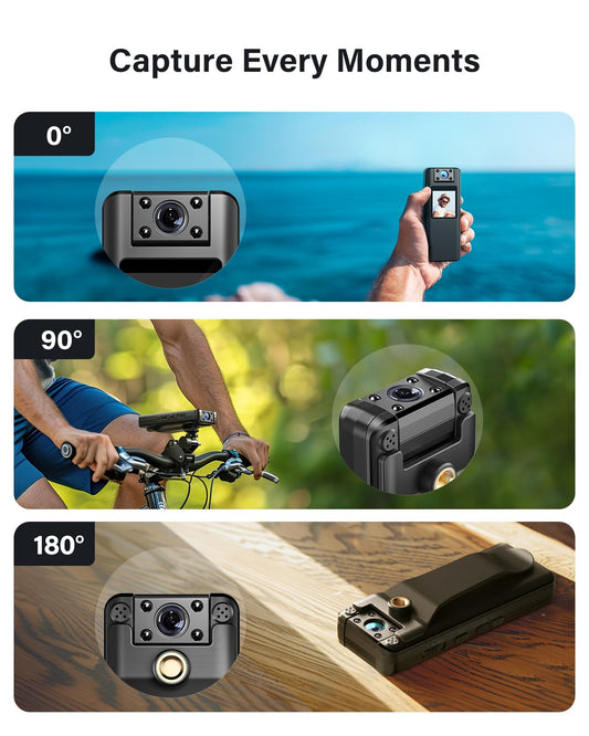 BOBLOV A22 64GB Mini Body Camera, 1080P HD BodyCam with OLED screen for playback, 180° rotatable lens, pocket body camera with audio, supports 4 hours of recording.