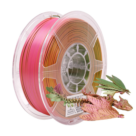 eSUN Silk Tri-Color PLA Filament 1.75mm, Shiny Silk Mystic PLA 3D Printer Filament, 1KG Spool Co-Extrusion 3D Printer Filament for 3D Printers, Silk Gold Red and Green