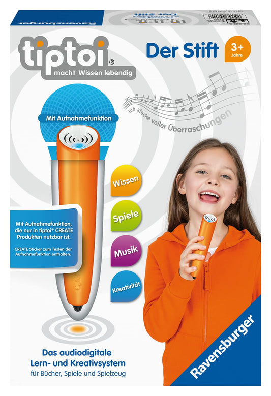 Ravensburger tiptoi Pen 00801 - The audio digital learning and creativity system, educational toy for children aged 3 and up - The pen with recording function