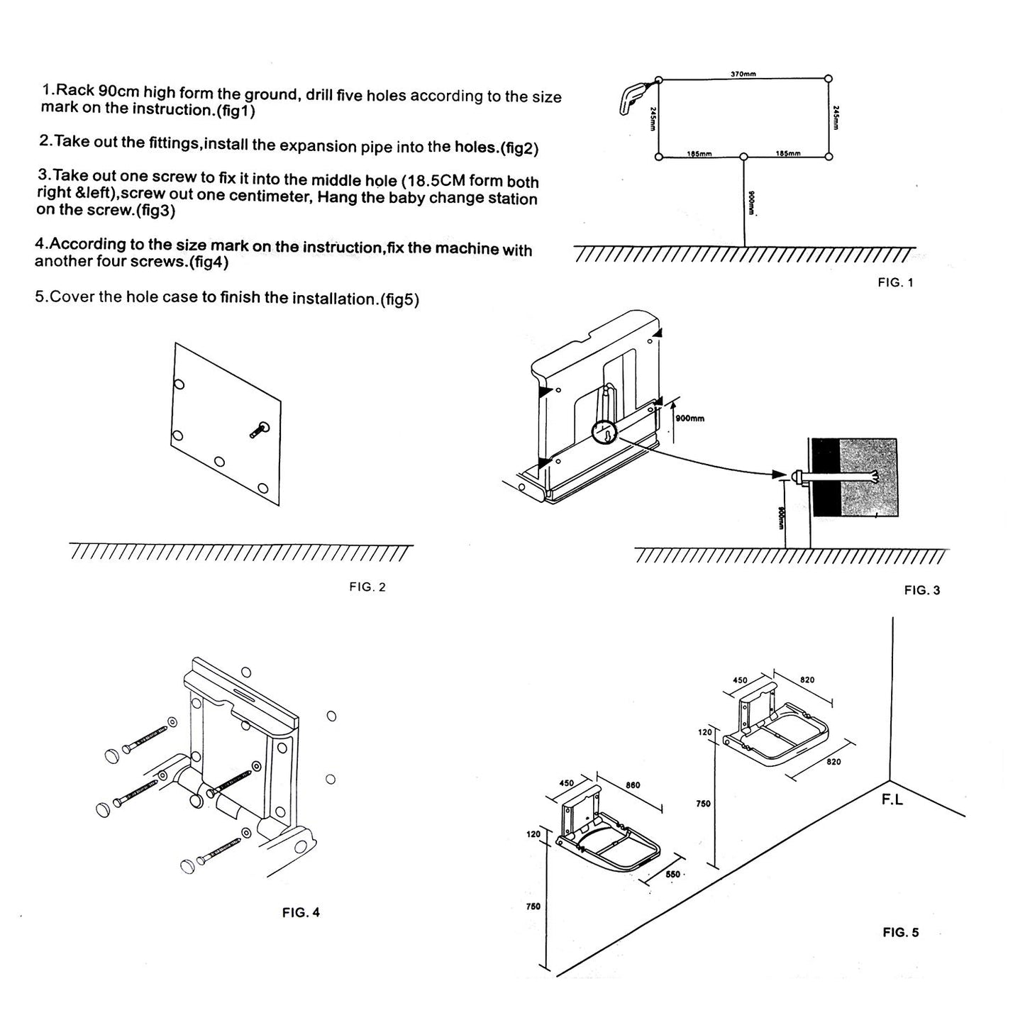 Modundry Baby Changing Table Safety Foldable Vertical Wall Mount for shopping malls, train stations, nursery, home