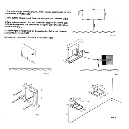Modundry Baby Changing Table Safety Foldable Vertical Wall Mount for shopping malls, train stations, nursery, home