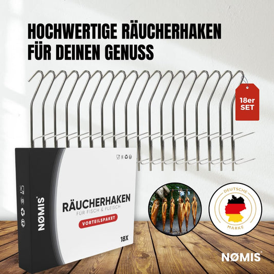 18 piece set of smoking hooks | stainless steel smoking hooks for fish and meat | premium smoking hooks for trout, mackerel, eel | fish smoking hooks | 18x21cm | smoker, smoking chips accessory.