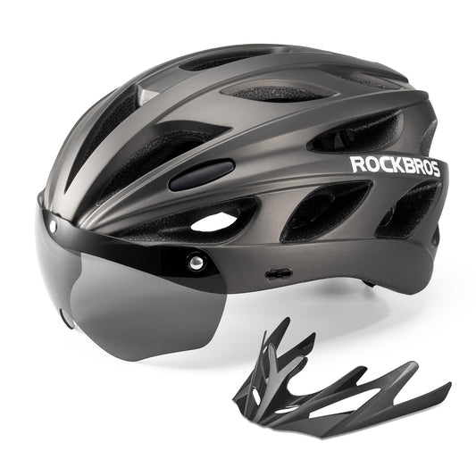 ROCKBROS Bike Helmet Road Cycling Helmet with Removable Visor Urban Helmet Lightweight City Helmet for Men and Women MTB 58-65CM Titanium