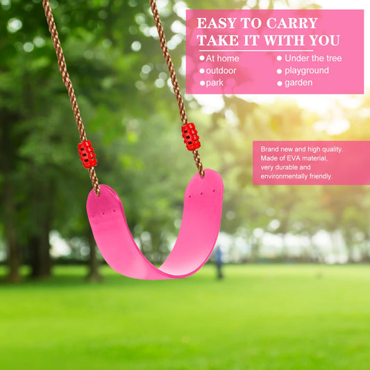 EXTSUD Swing Outdoor, Elastic Kids Swing EVA Soft Board U-Swing Board Swing Seat Swing Board Garden Toy Children, Pink