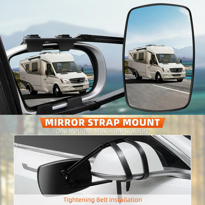 KAOLALI caravan mirrors, 2 pieces universal wing mirrors 2-piece set, car double side mirror, caravan wing mirrors, trailer mirrors for RV and Caravan, rotatable and foldable