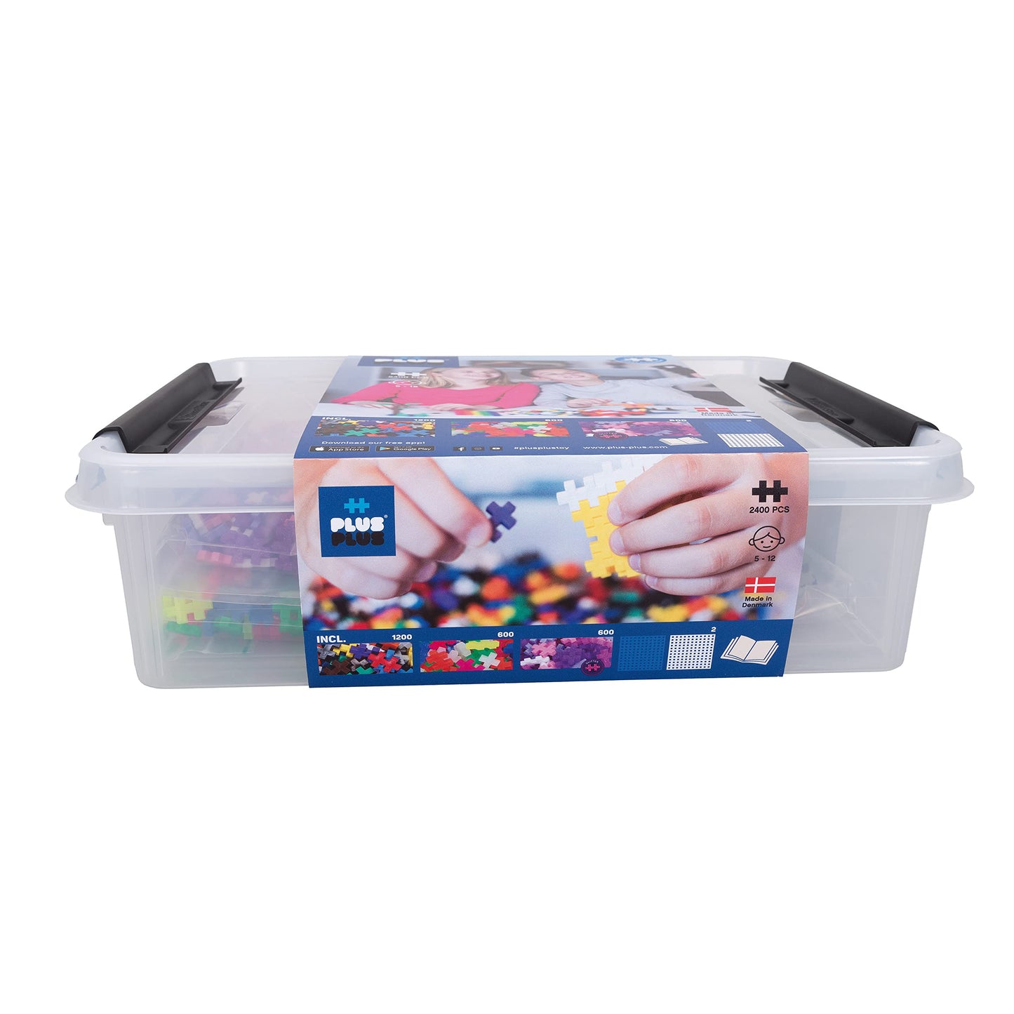 Plus-Plus 9603406 Creative Building Blocks Box, Amazing construction toy, 2400 pieces, Basic, Pink & 9607016 Creative Building Blocks, Learn to Build Vehicles Set, Construction toy, 800 pieces