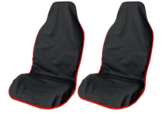 LIONSTRONG® Car Seat Protector Front Seat universally compatible [WATERPROOF] - Car Seat Covers Front Seats - Seat Protector Car Seat Covers - Car Seat Protection - Workshop Cover - Polyester Red 2 pc.
