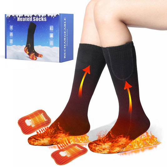 Heated socks, 5V/5000mAh Heated Socks Men Women Foot Warmer Heated Socks with 4 Adjustable Temperature, Electric Foot Warmer Warm Socks for Winter Outdoor Camping Fishing Hiking (L)