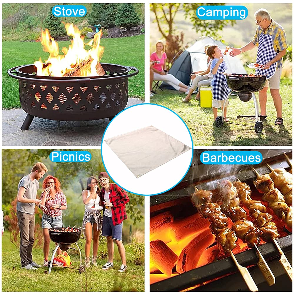 Hggzeg Fire Pit Mat, Grill Mat, fireproof glass mat, heat-resistant grill mat, highly flame-retardant protective mat for floor, patio, deck, lawn, outdoor or camping (size: 100 x 100cm)