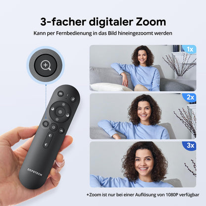 DEPSTECH DW50 Pro Webcam 4K, Ultra HD with Microphone, 3X Zoom, 1/2.55 Sony Sensor, Dual Mics with Noise Reduction, Remote Control, Autofocus Streaming Camera for PC Laptop Mac, Teams