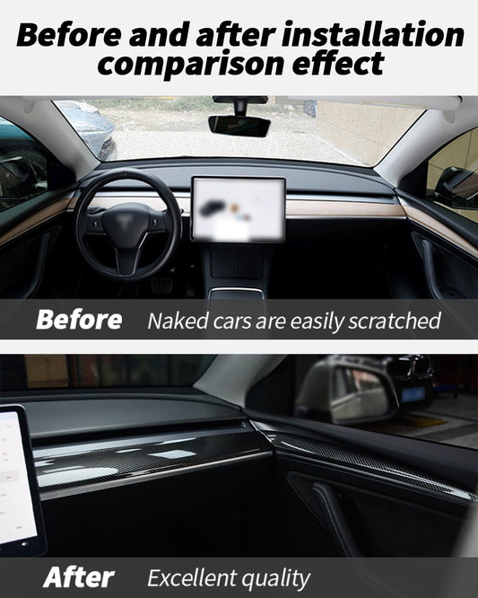 ABS carbon fiber model dashboard cover for Tesla Model Y 2021 2022, car center console panel sticker interior accessory for Model 3 2021 2022 (Not for the 2024 2025 new model)