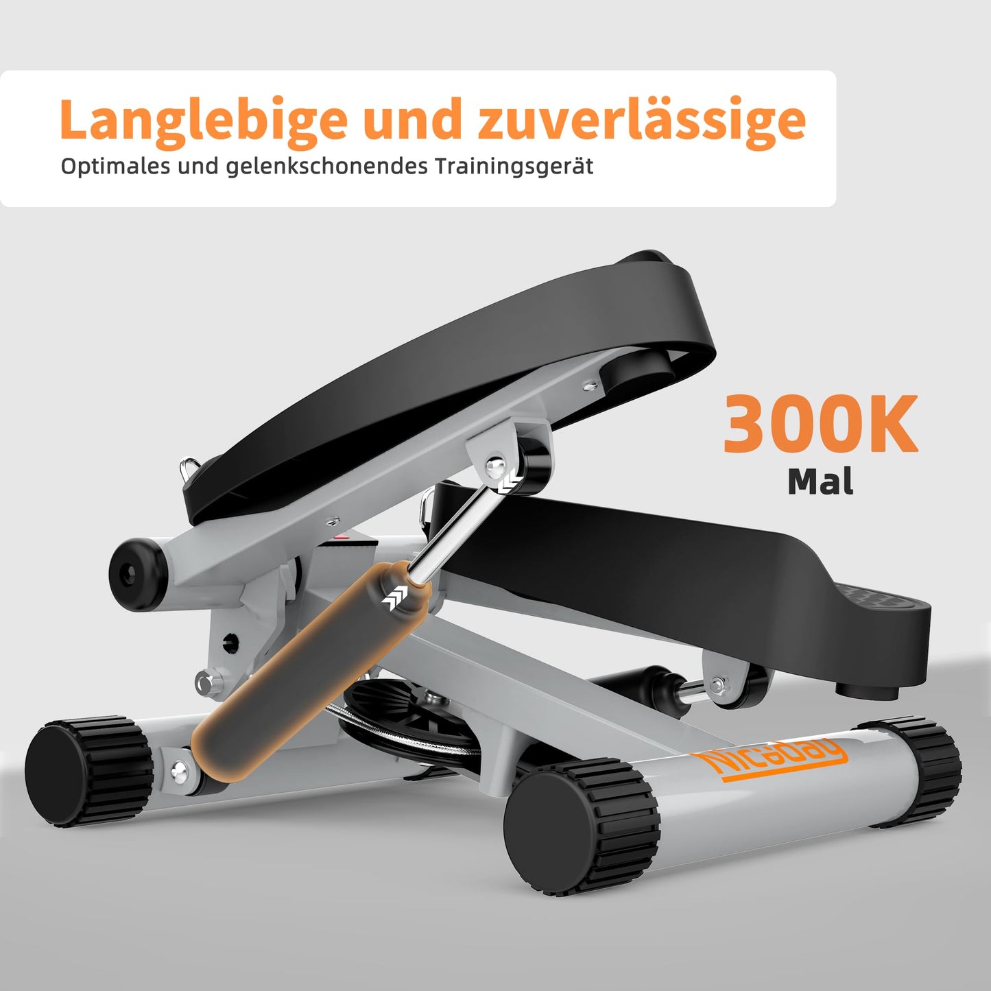 Niceday Mini Stepper for Home | Up-Down Stepper with Power Ropes | Home Trainer with LCD Display | 2 in 1 Training Device up to 100kg | Leg/Arm Trainer, Home Fitness Exercise